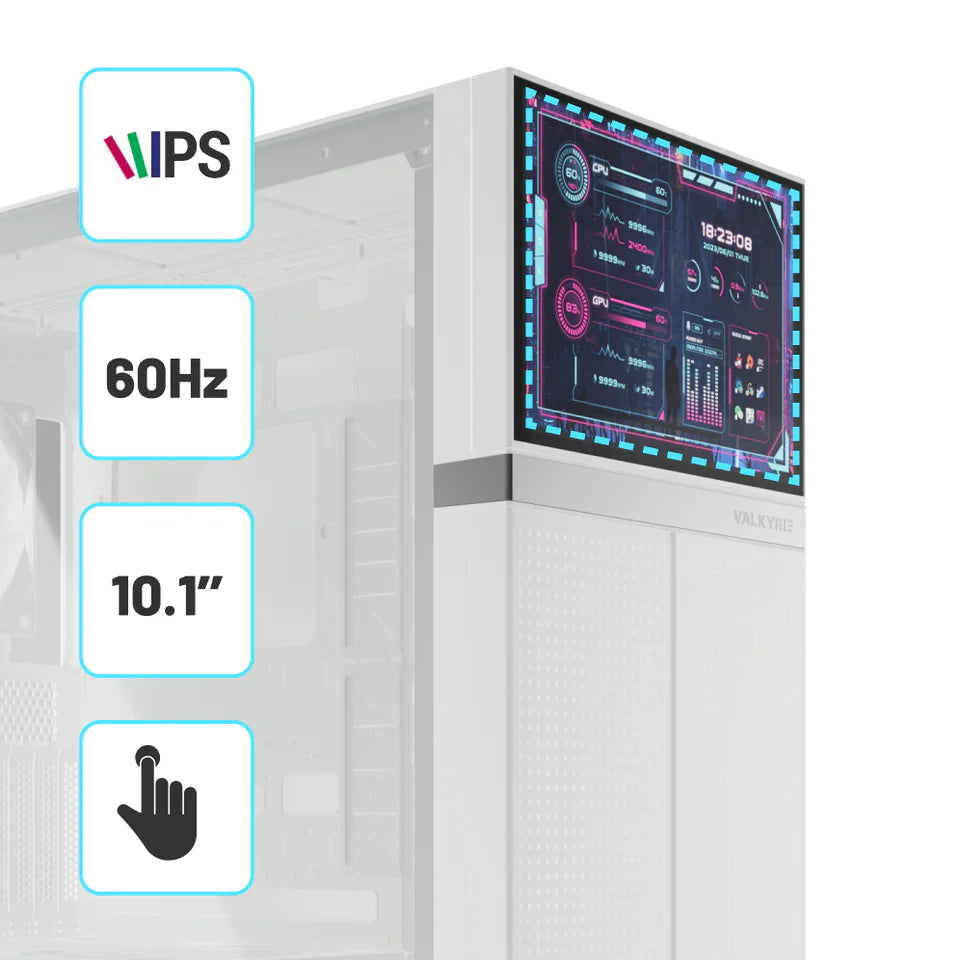 Valkyrie VK-02 Mid Tower ATX PC Case with LCD Screen White